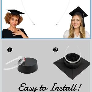 Black Graduation Cap with Headband